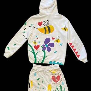Custom Hand Painted Hoodie + Shorts Set